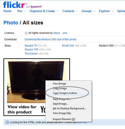 Flickr hotlinking
