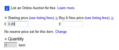 eBay Set Auction Reserve Price