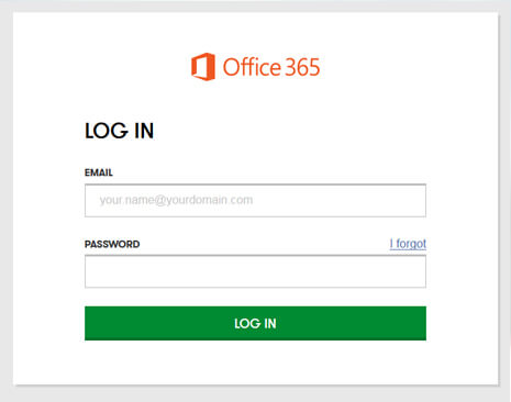 Office 365 login screen