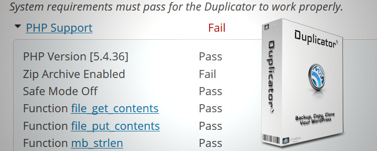 Duplicator ZipArchive Failure
