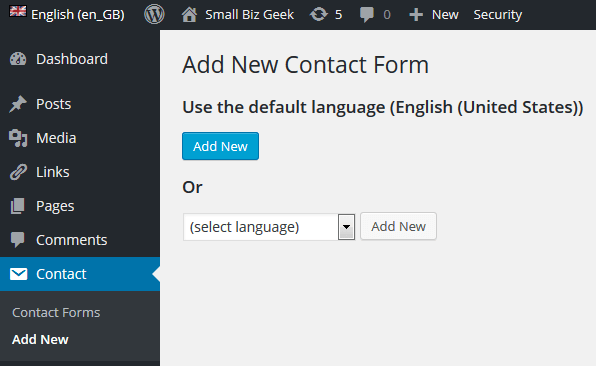 Contact Form 7 - Add New