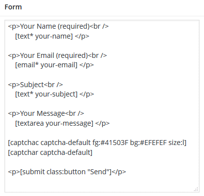 Contact Form 7 Field Settings