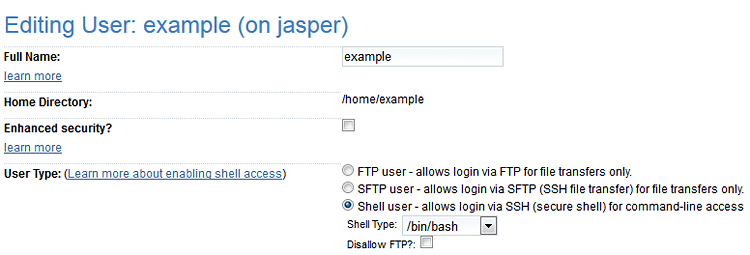 FTP SSH Access