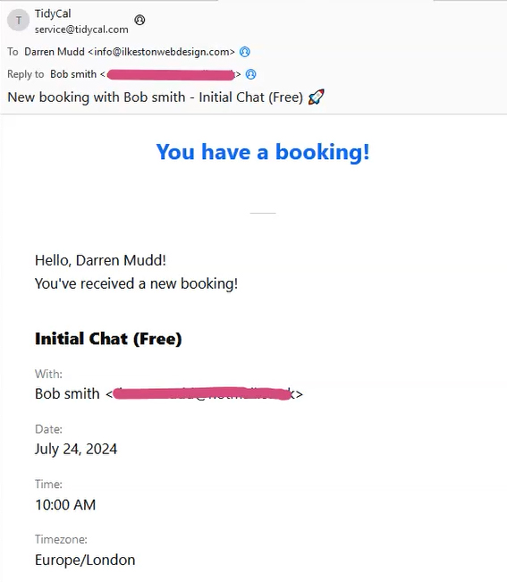 TidyCal booking