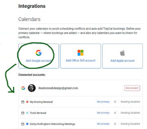 TidyCal Google Calendar integration